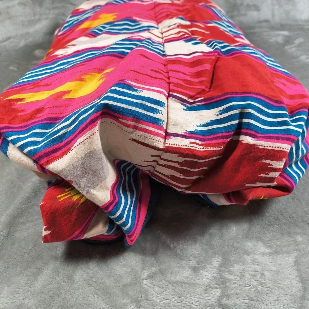 Fat Face Weekender Duffel Backpack Bag Ikat Stripe Pink Cotton Zip Travel Boho